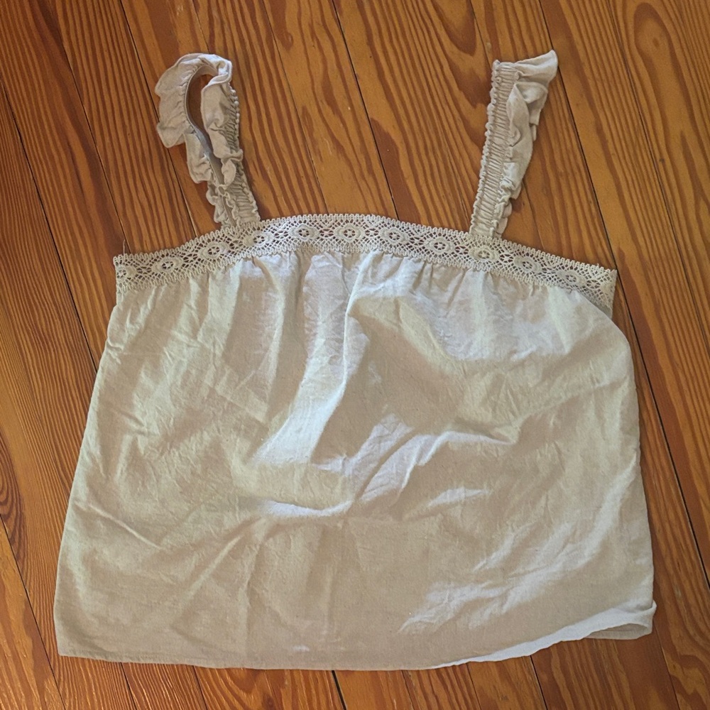 Beige Ruffle Strap Top